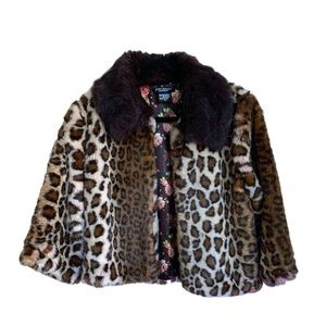 Betsey Johnson Y2k 2000s Vintage Leopard Print Rabbit Fur Coat Medium